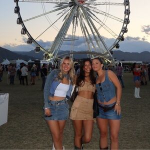 Meshki ROWENA Denim Buckle Bandeau - Tan Acid Wash Size Small